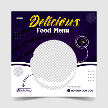  Food banner social media post template ads. Editable social media templates for promotions. Layout design for marketing on social media.