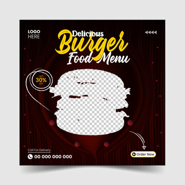  Food banner social media post template ads. Editable social media templates for promotions. Layout design for marketing on social media.