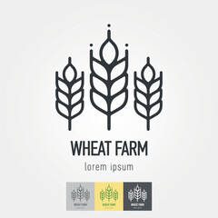 Line style icon of a wheat. Logotype template. Vector logo design.