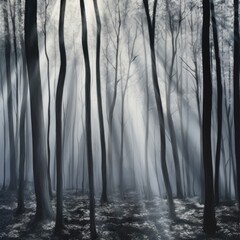 Obraz premium A serene moonlit forest with dappled light filtering, generative ai