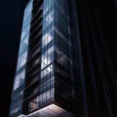 A sleek modern skyscraper with reflective glass surfaces, generative ai