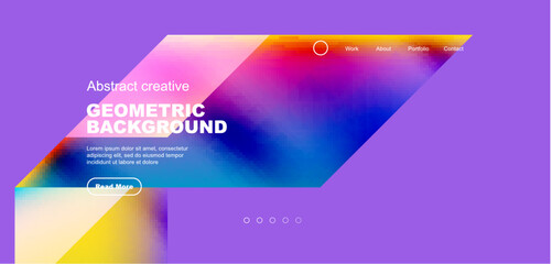 Fluid gradient geometric triangles, abstract landing page background. Minimal shapes composition for wallpaper, banner, background, leaflet, catalog, cover, flyer