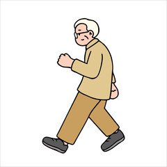 An illustration shows characters of people walking down the street. Older are depicted in a side view, walking while isolated on a white background.