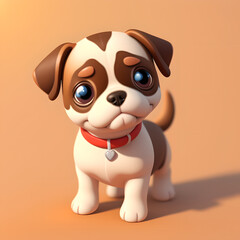 illustration of funny cute dog pugю Generative AI