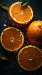 Fototapeta na wymiar Orabges in stuidio, photography. orange slices. Fenerative Ai