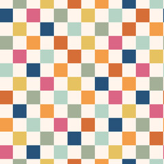 Colorful checkered seamless pattern background. Retro geometric background for fabric print, wallpaper, wrapping paper. 