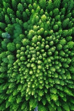 Aerial view of a green forest, generative ai © FrankBoston
