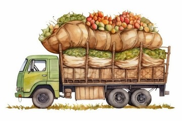 delivery truck carrying a variety of fresh fruits. Generative AI Generative AI