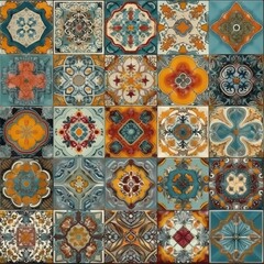 traditional azulejo tilework mosaic, generative ai