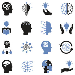 Mind Icons. Two Tone Flat Design. Vector Illustration.