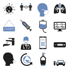 Pandemic Icons. Two Tone Flat Design. Vector Illustration.