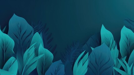 Fototapeta na wymiar Background with blue tropical leaves. Generative ai composite.