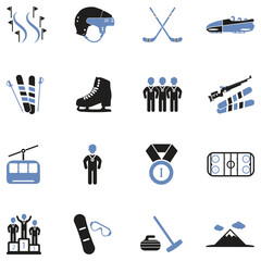 Winter Olympics Icons. Two Tone Flat Design. Vector Illustration. - obrazy, fototapety, plakaty
