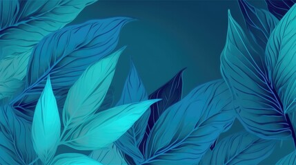 Fototapeta na wymiar Tropical fluro blue leaf background. Generative ai composite.