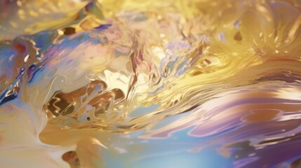 Naklejka na ściany i meble Dynamic flow of golden oils. Generative ai composite.