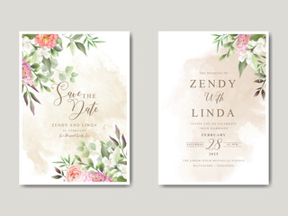 Fototapeta na wymiar elegant soft pink flowers wedding invitation card template