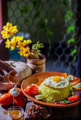 The Bengali soul food on a rainy day- vuna khichuri with egg.