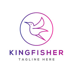 Kingfisher Flying logo design vector, Bird logo design