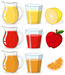 Set of fruit juice