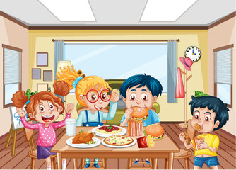 Cheerful Kids Enjoying Mealtime