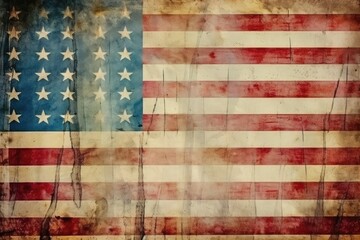 Fototapeta na wymiar distressed American flag with a vintage look. Generative AI Generative AI