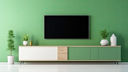 Modern green living room. Illustration AI Generative.
