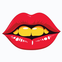 Female lips pop art style isolated