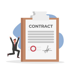 Business illustration of successful contract signing, symbol of contract