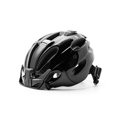 Fototapeta premium Foldable mountain bike helmet isolated on a white background, generative ai