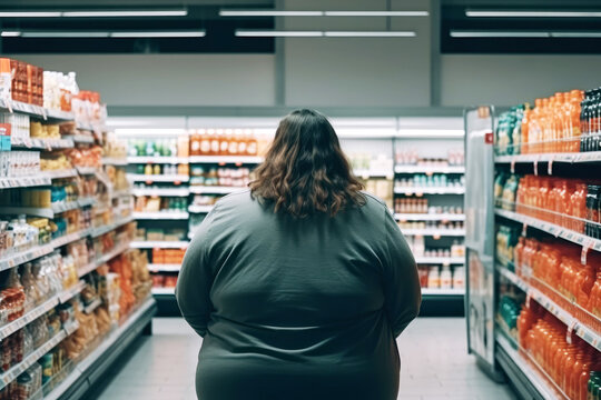 &Uuml;bergewichtige Frau im Supermarkt - Generative AI
