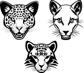 Set of leopard logos black and white vector