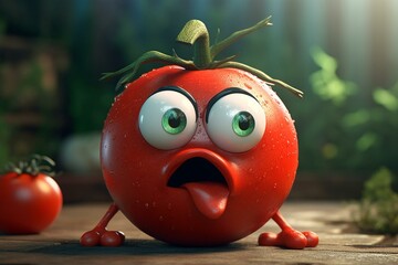 Amusing cartoon tomato persona. Generative AI