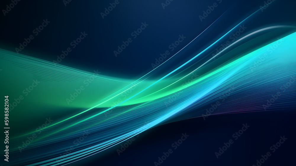 Wall mural digital technology green blue geometric curve abstract poster web page ppt background