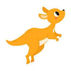 Cute Baby Kangaroo or Joey Character as Marsupial Mammal Leaping on Hind Legs Vector Illustration