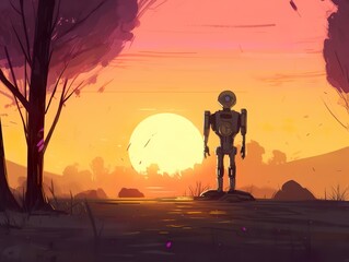 Robot in Sunset