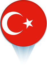 Map pointer with flag of Turkey.