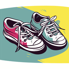 : A pair of sneakers, hand drawn vector illustration