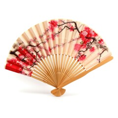  Traditional Japanese geisha fan isolated on a white background, generative ai