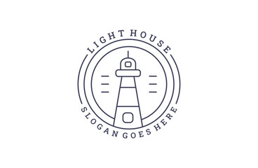 Light house logo vector icon illustration hipster vintage retro .
