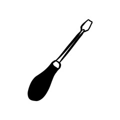 Vector sketch hand drawn screwdriver silhouette, line art with black lines