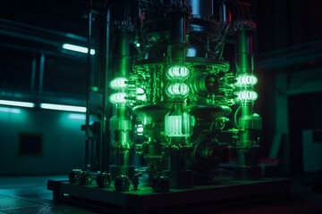 Fototapeta na wymiar A carbon-free generator powered by nuclear fusion in green energy plant. Generative AI