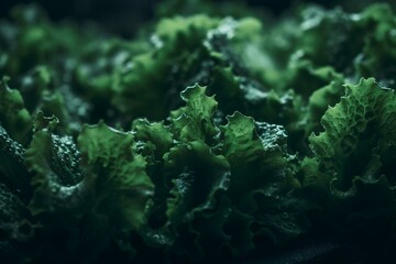 Closeup of hydroponically grown lettuce leaves. Generative AI