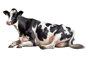 Naklejka na ściany i meble Dairy cow on transparent background, created with generative AI