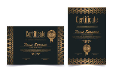 Luxury black and gold certificate with gold frame color