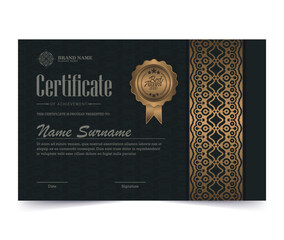 Luxury black and gold certificate with gold frame color