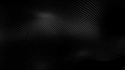 Dot white black wave technology texture background. Abstract big data digital concept. 3d rendering.