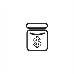 cash money jar icon. single icon isolated white background.EPS 10 For Website Mobile UI/UX