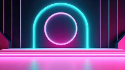 Fototapeta premium Minimalistic luxury background with neon colors