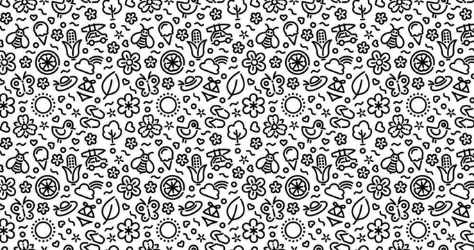 Animated Summer Seamless Pattern with Icons
