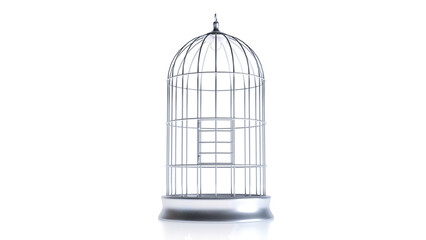 3d render of Silver bird cage isolated on white background,